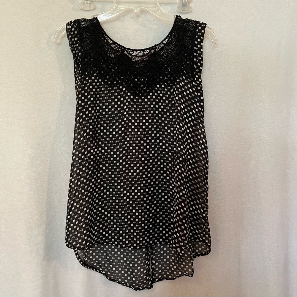 Pleione Black Lace Knit Top
